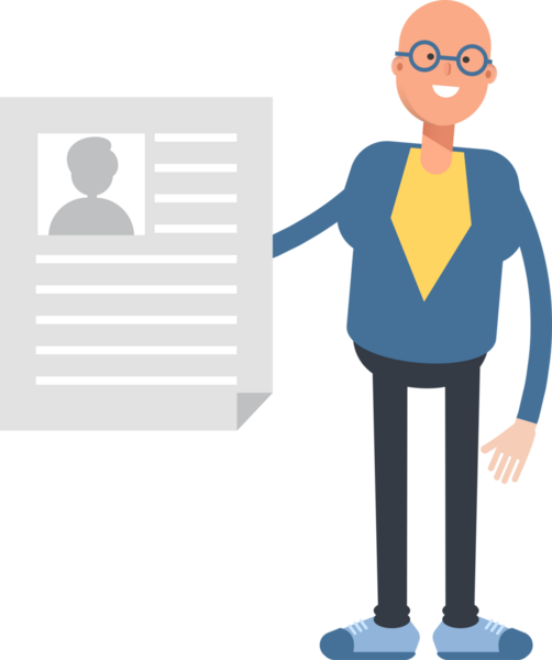 Mavi Takım Elbiseli Kel Adam Karakteri