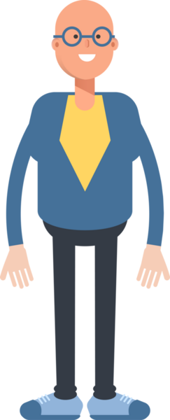 Mavi Takım Elbiseli Kel Adam Karakteri