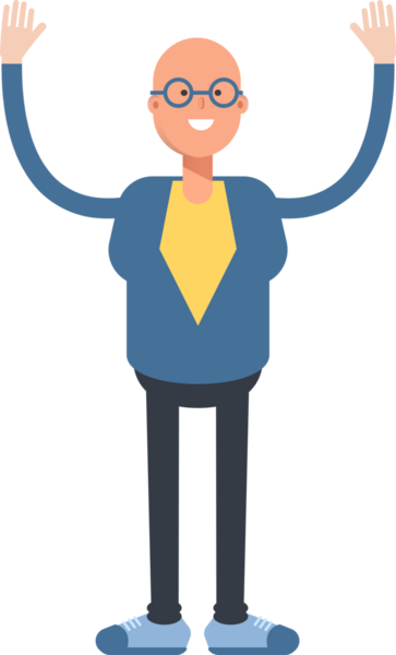 Mavi Takım Elbiseli Kel Adam Karakteri