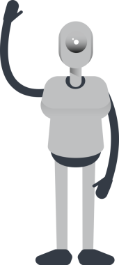 İnsansı Robot Karakteri Tek Elini Kaldırıyor