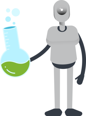 İnsanımsı Robot Karakter Tutucu Laboratuar Şişesi