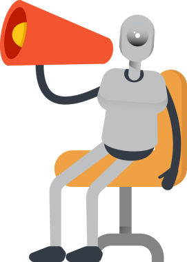 İnsansı Robot Karakteri ve Megafonu