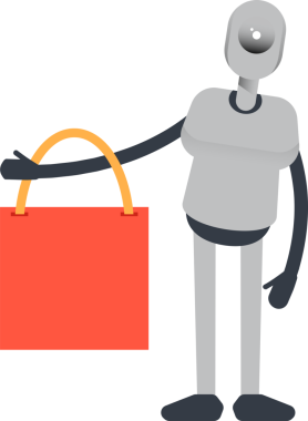 İnsansı Robot Karakteri Alışveriş Torbası