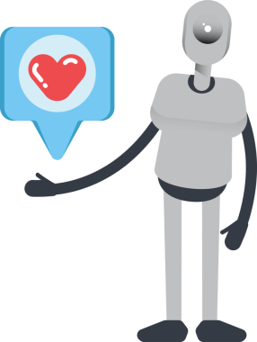 İnsansı Robot Karakteri ve Kalp Mesajı