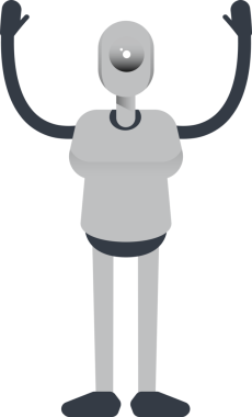 İnsanımsı Robot Karakteri Ellerinizi Kaldırın