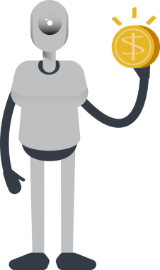 İnsansı Robot Karakteri Doları Tutuyor