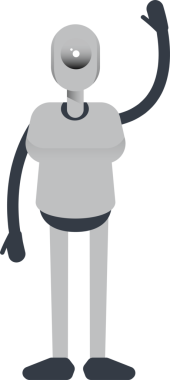 İnsanımsı Robot Karakteri Elinizi Kaldırın İllüstrasyonu