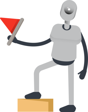 İnsansı Robot Karakteri Bayrak Tutuyor