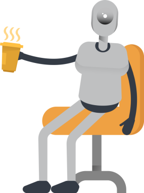 İnsansı Robot Karakteri Kahve İçiyor