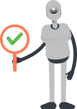 İnsanımsı Robot Karakteri Deneme İşareti Gösteriyor