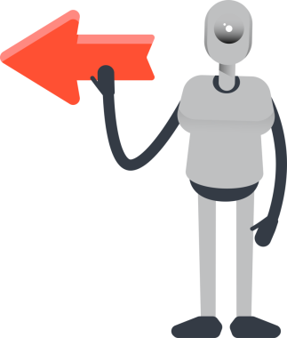 İnsansı Robot Karakteri ve Ok İmzası