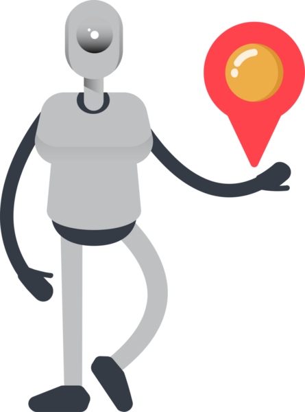 İnsansı Robot Karakteri Harita İğnesi Tutuyor