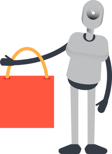 İnsansı Robot Karakteri Alışveriş Torbası