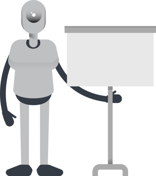 İnsansı Robot Karakteri Sunar Whiteboard