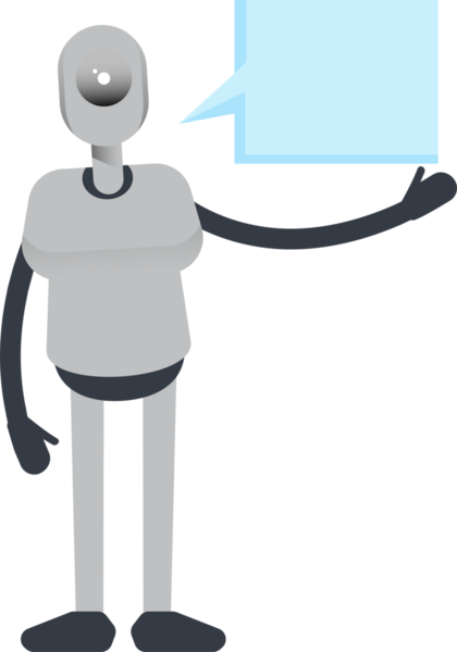 İnsansı Robot Karakteri ve Konuşma Baloncuğu