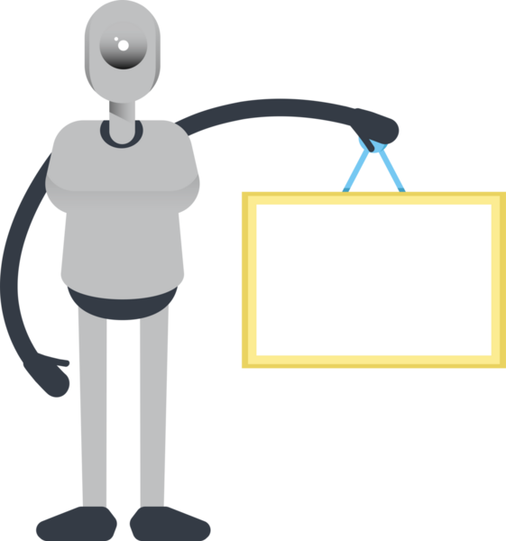 İnsansı Robot Karakteri Boş İmza Tutuyor