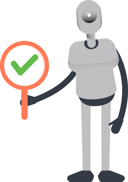 İnsanımsı Robot Karakteri Deneme İşareti Gösteriyor