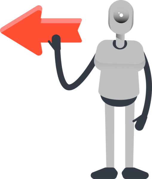 İnsansı Robot Karakteri ve Ok İmzası