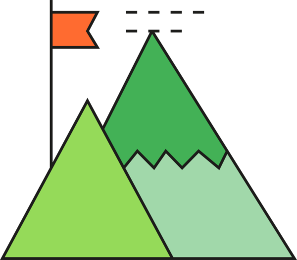 Başarı için Bayrak ve Dağ Simgesi