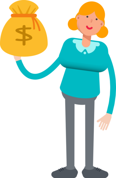 Kız Karakteri Dolar Çuvalı Tutuyor