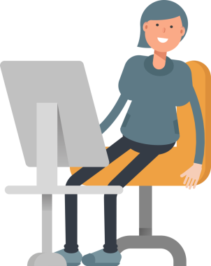 Masaüstünde Çalışan Kadın Karakteri