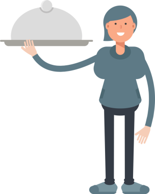 Kadın Karakteri Yemek Tabağı Tutuyor