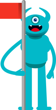 Tek Göz Canavarı Karakteri Bayrak Direği Tutuyor