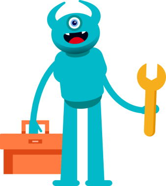 Tek Göz Canavarı Karakteri Araç Kutusu ve Anahtarı Tutuyor