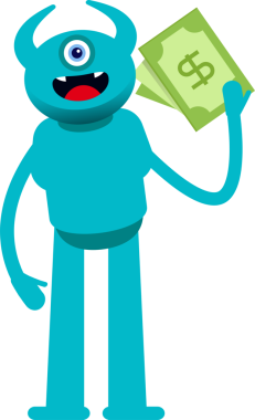 Bir Göz Canavarı Karakteri Dolar Banknotları Tutuyor