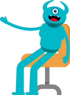 Bir Göz Canavarı Karakteri Ofis Sandalyesinde Oturuyor