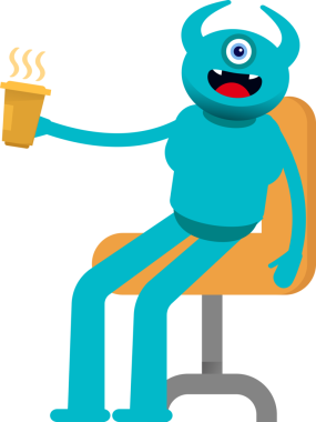 Tek Göz Canavarı Karakteri Kahve İçiyor