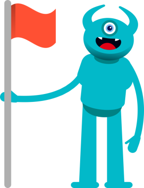 Tek Göz Canavarı Karakteri Bayrak Tutuyor