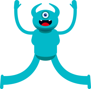 Tek Göz Canavarı Karakteri Rahatlatıcı ve Sıçrayan Çizimler