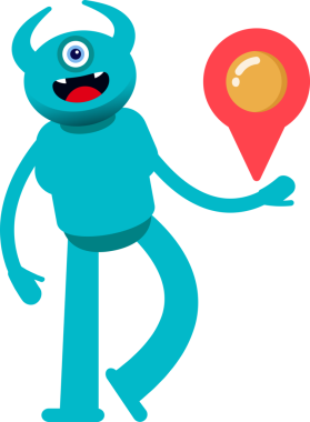 Tek Göz Canavarı Karakteri Harita İğnesi Tutuyor