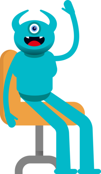 Bir Göz Canavarı Karakteri Sandalyede Oturuyor