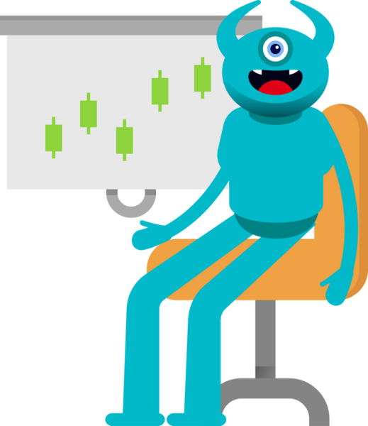 Bir Göz Canavarı Karakteri Candlestick Çizelgesini Sunar