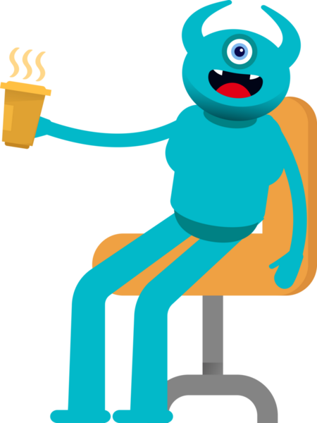 Tek Göz Canavarı Karakteri Kahve İçiyor