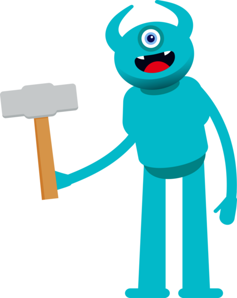 Tek Göz Canavarı Karakteri Çekiç Tutma Aracı