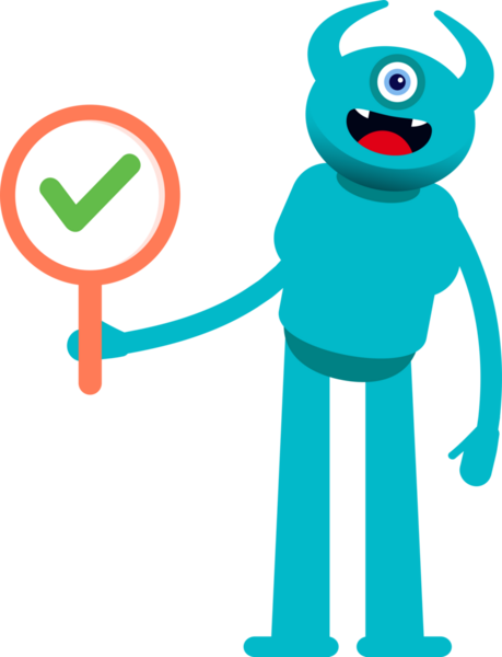 Bir Göz Canavarı Karakteri Deneme İşareti Gösteriyor