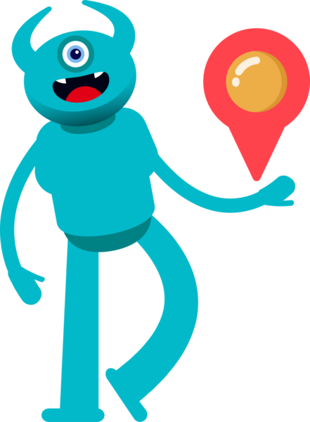 Tek Göz Canavarı Karakteri Harita İğnesi Tutuyor