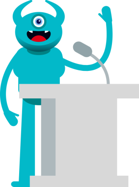 Tek Göz Canavarı Karakteri Kürsüde Konuşuyor