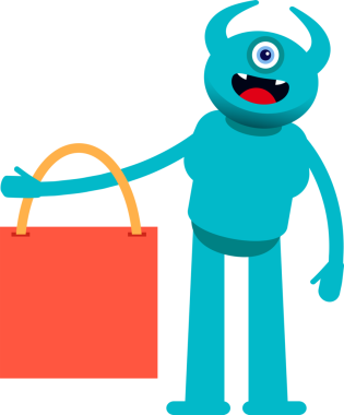 Tek Göz Canavarı Karakteri Alışveriş Çantası Tutuyor