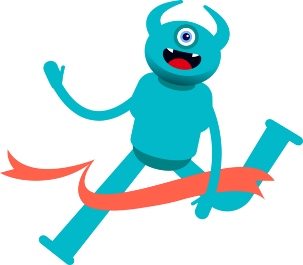 Bitiş çizgisinde koşan Tek Göz Canavarı Karakteri