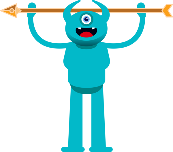 Tek Göz Canavarı Karakteri Oku Tutma İllüstrasyonu