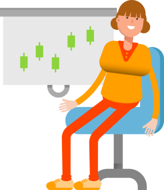 Candlestick Çizelgesini Sunan Kız Karakter