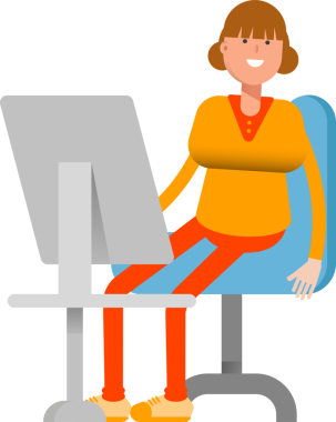 Masaüstünde Çalışan Kız Karakteri