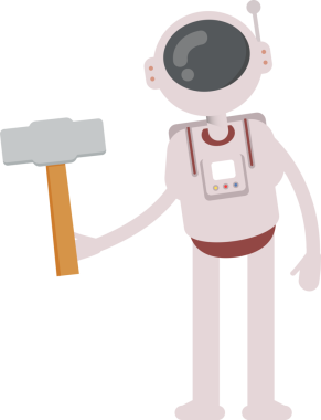Astronot Karakteri Tutucu Çekiç Aracı