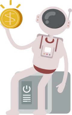 Güvenli ve Doları Tutan Astronot Karakteri