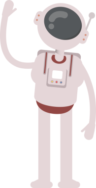 Astronot Karakteri Tek Elini Kaldırıyor