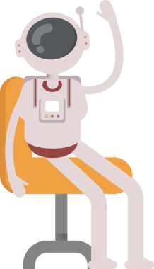 Astronot Karakteri Sandalyede Oturuyor